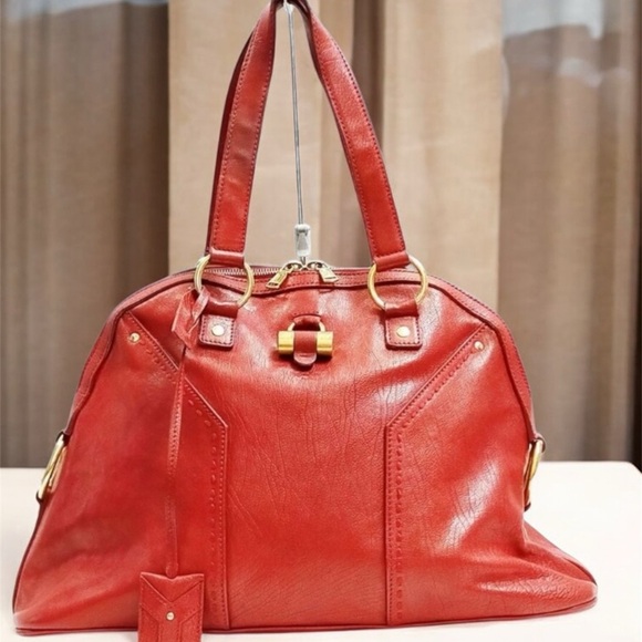 YSL Saint Laurent Elegant Red Leather MUSE. EUC. Dustbag Included - Picture 1 of 9